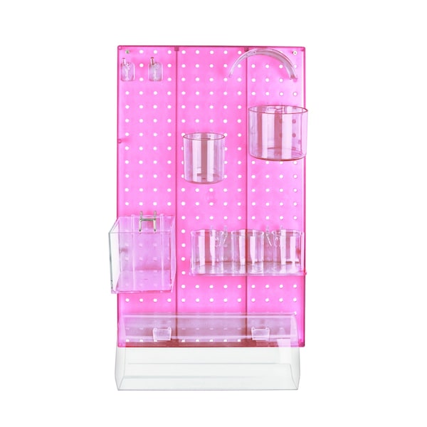 Azar Displays 10-Piece Pink Pegboard Organizer Kit with 1 Panel and Accessory 900940-PNK - main
